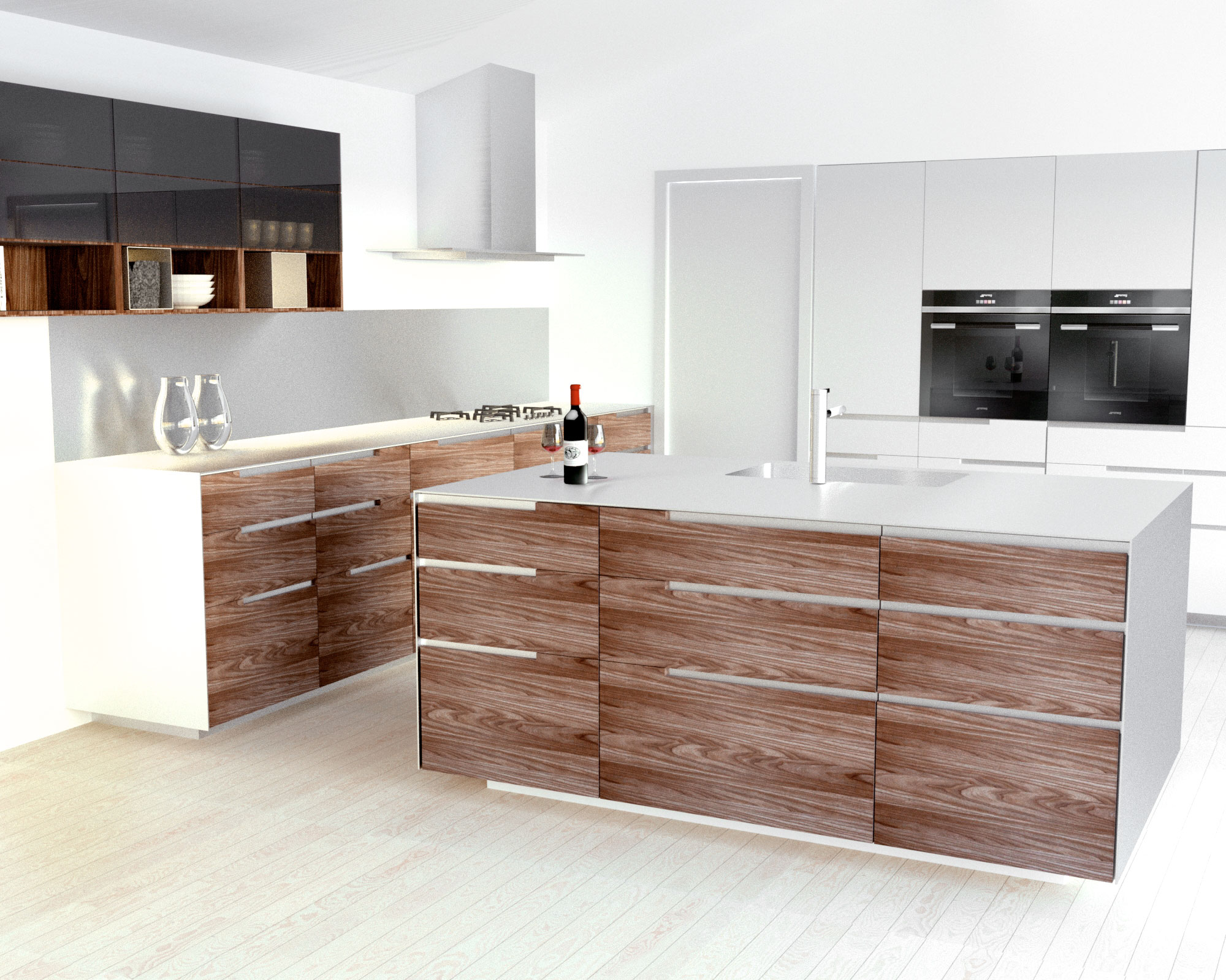 3D illustration af køkken